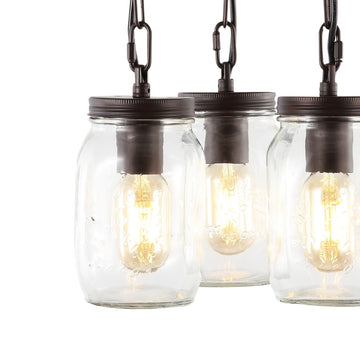 Gaines 11" Farmhouse Industrial Iron Mason Jar LED Semi Flush Mount - JONATHAN Y